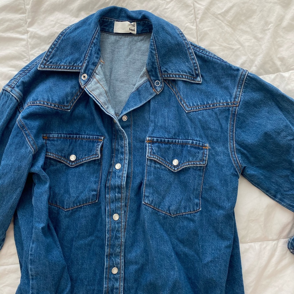 Wilfred denim button down shirt